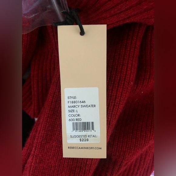 Rebecca Minkoff red cowl neck sweater with shoulder cut outs - Picture 3 of 5